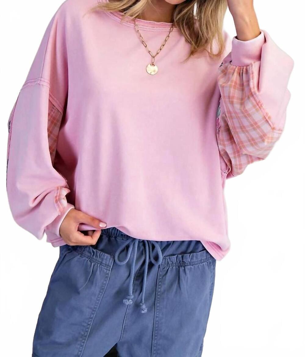 NEW EASEL just winging it cotton blend dolman sleeve top in pink